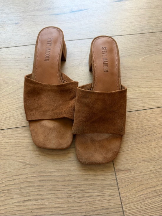 Steve Madden Shoes - Steve Madden Cognac Suede Slide Mules
